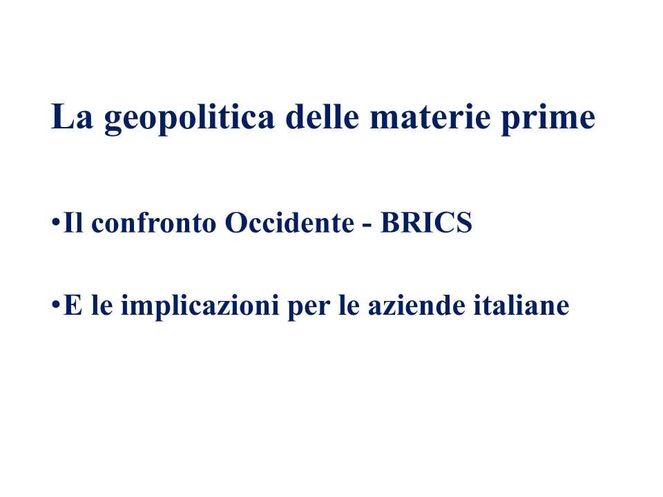 La geopolitica delle materie prime